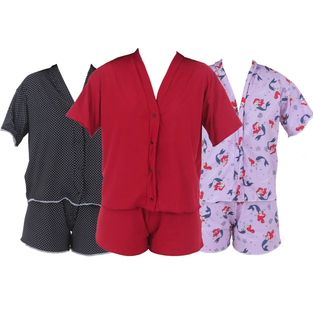 Kit 5 Pijamas Americano Suede Aberto Blogueirinha Baby Doll