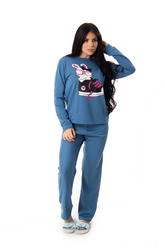 Pijama feminino flanelado sem bolso