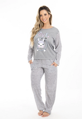 Pijama Longo feminino com bolso