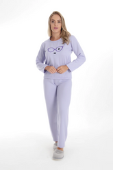 Pijama flanelado feminino longo sem bolso